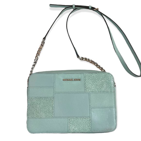 Michael Kors Handbags - Michael Kors patchwork leather seafoam small crossbody bag
